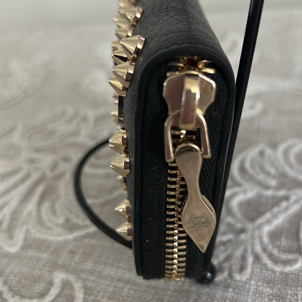 Christian Louboutin Authentic Panettone Studded Black Leather Wallet - Picture 9 of 16